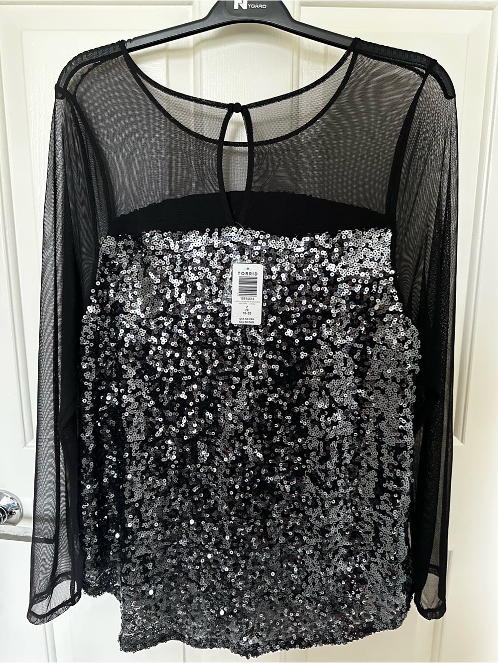 torrid Black Top with Silver Sequin Front